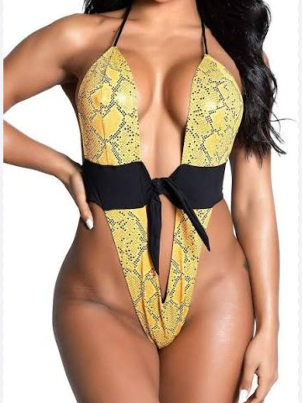 Yandy Orange Snake Print Swimsuit